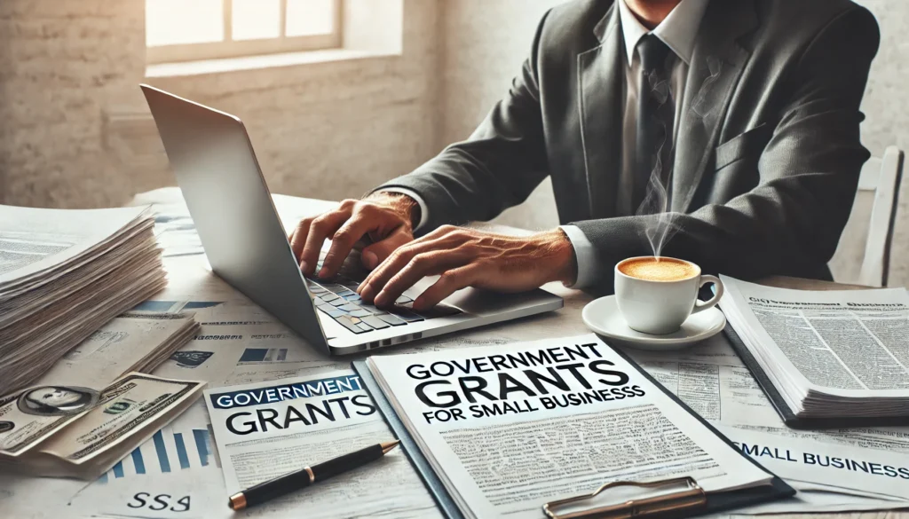 Researching government grants available for small businesses